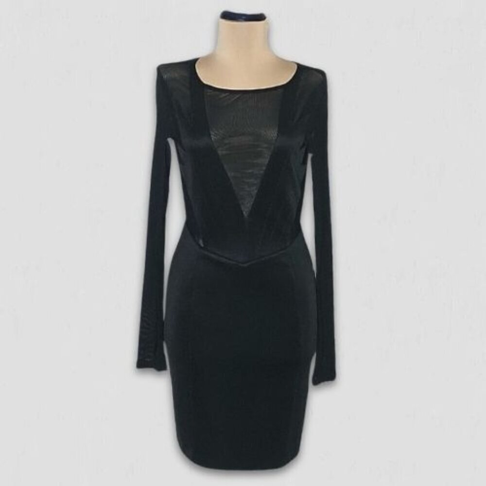 Ark & Co Black Mini Dress Backless Bodycon Mesh Size Medium